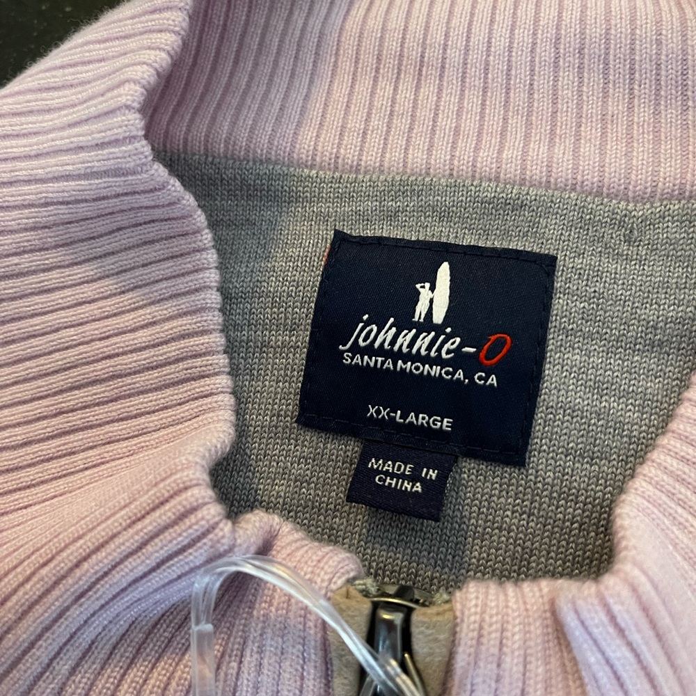 johnnie-O Purple Sweater with Ribbed Texture and Folded Collar